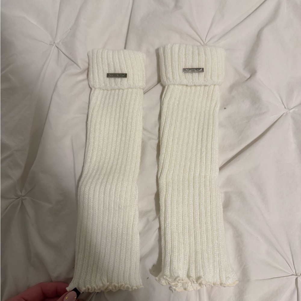 Cream Ribbed Leg Warmers